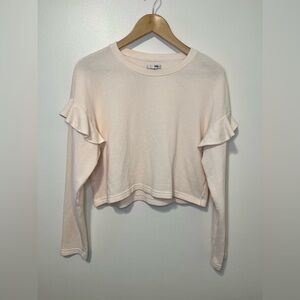 Amuse Society Cropped Long Sleeve Top with Flutter Detail